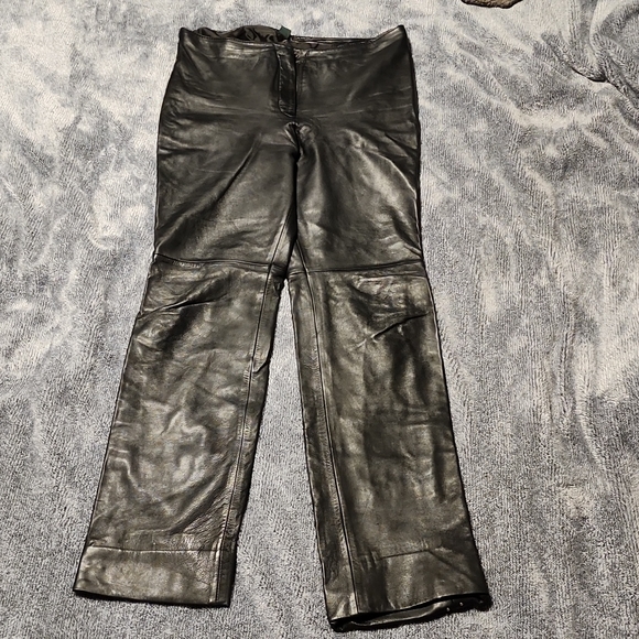 Black leather pants. Size 6 - Picture 1 of 5